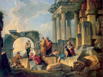 喬萬尼 保羅 帕尼尼 Ruins with Scene of the Apostle Paul Preaching
